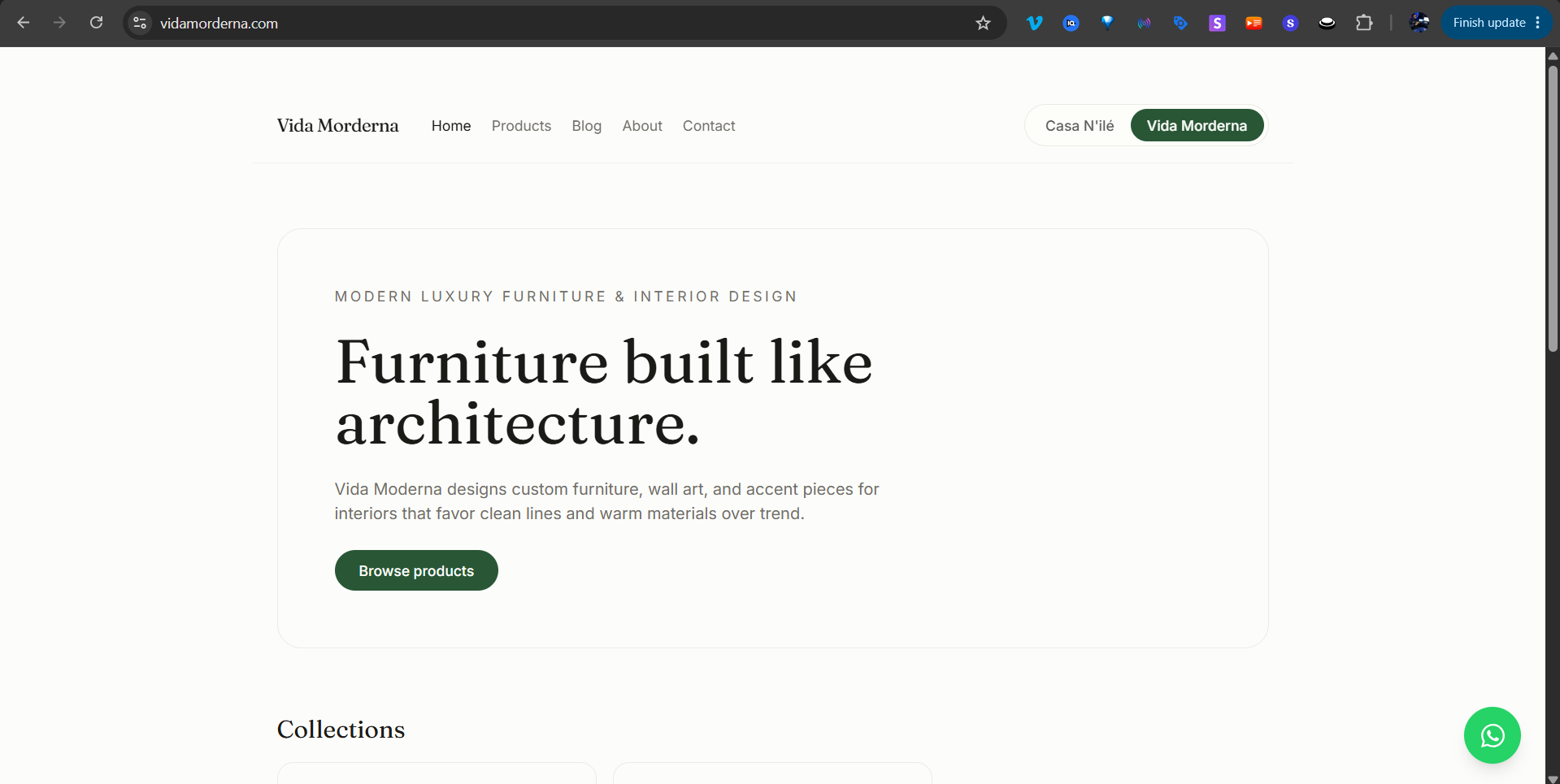 Vida Moderna / Casa N’ilé website preview